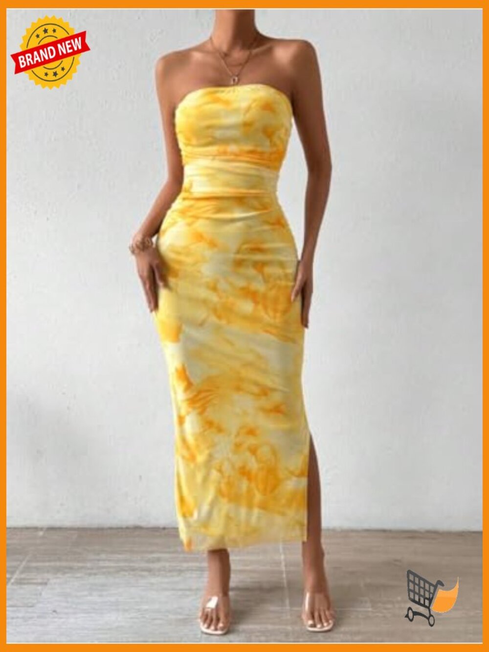 Strapless Tube Bodycon Maxi Dress with Side Slit Summer - Picture 6 of 7